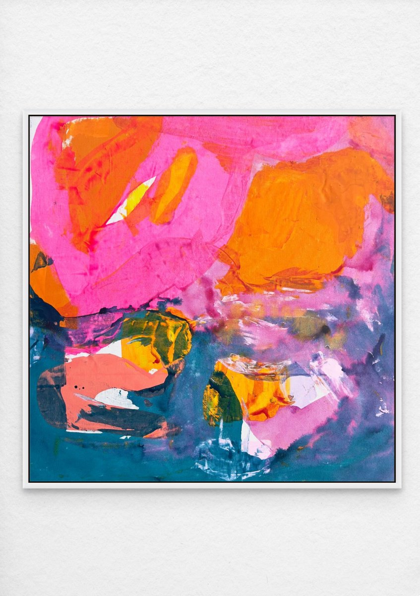 Organic Abstract Acrylic Painting By Kathryn Sillince, 31 X 31", Honolulu Dreams, Original Artwork