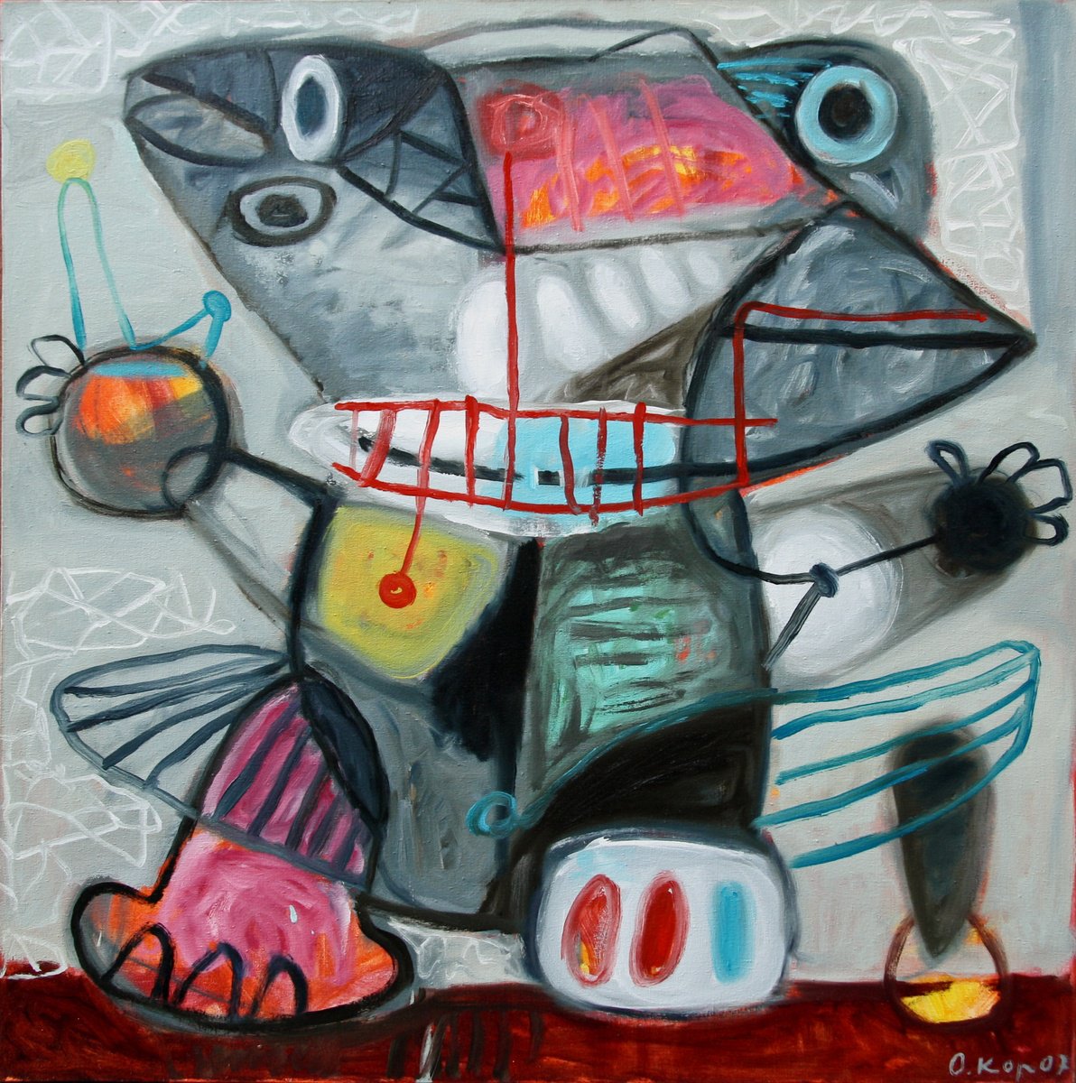 Expressive Abstract Oil Painting By Oleksandr Korol, 31 X 31", Toy 2, Original Artwork