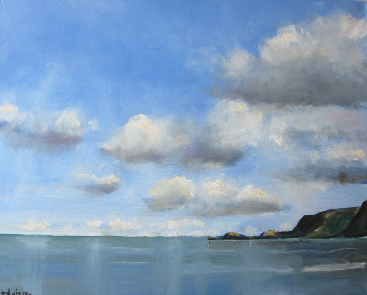 Impressionistic Landscape Oil Painting By Malcolm Ludvigsen, 30 X 24", Whitby Clouds, Original Artwork
