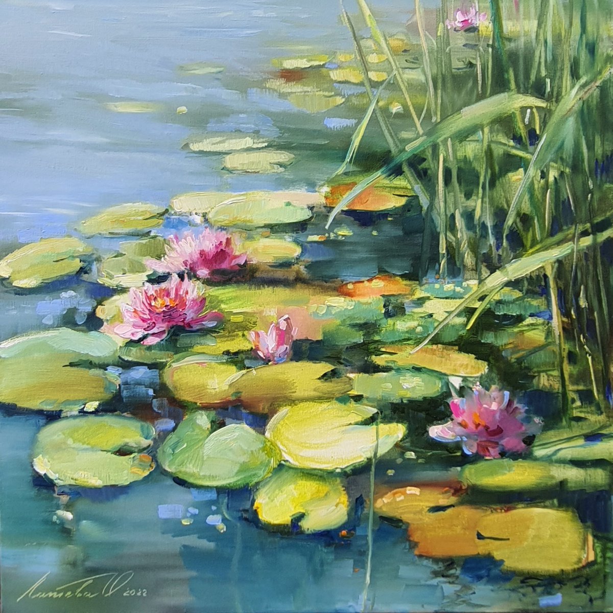pink water lilies by Olha Laptieva
