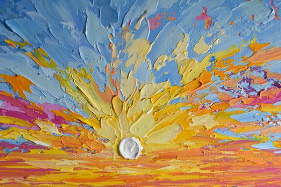 Sunset over the sea- Original Acrylic Painting on Canvas