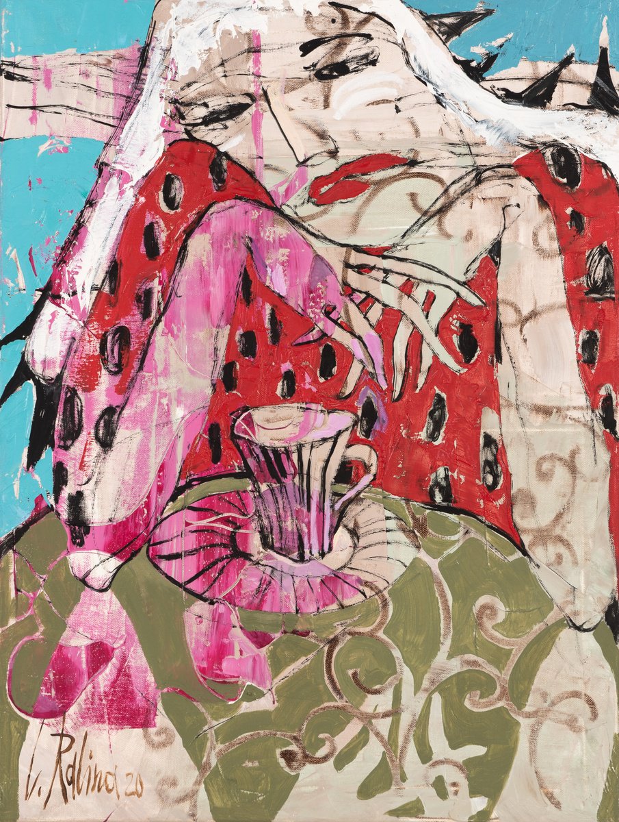 Still Life Oil Painting By Yelena Ralina, 24 X 31", Lady Bug, Original Artwork