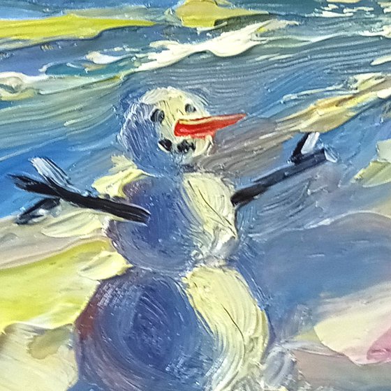 Winter Landscape with a Snowman