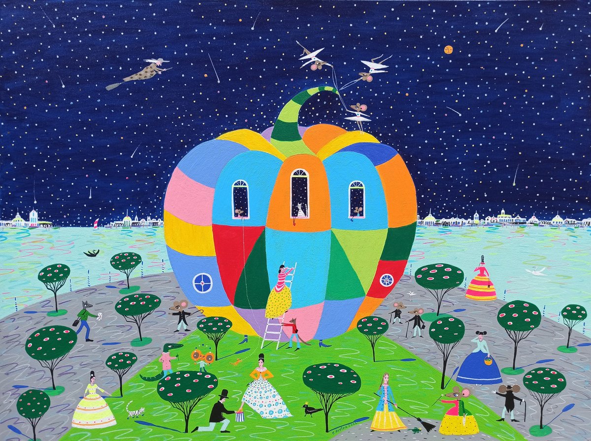 Impressionistic Animal Acrylic Painting By Katrina Avotina, 32 X 24", Hocus-Pocus, Original Artwork