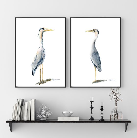 Lonely Heron Set of 2