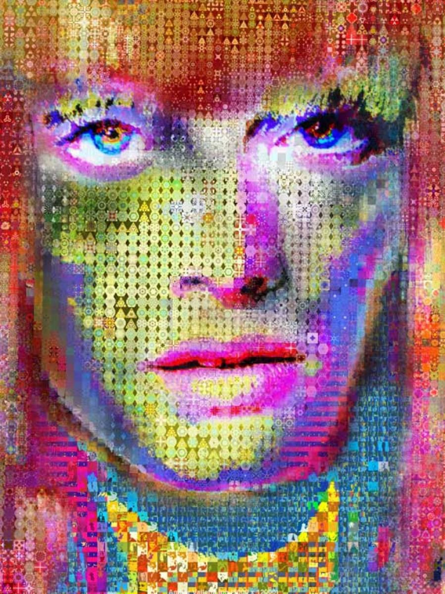 Portrait Collage By John Lijo Bluefish, 45 X 60, Gamer Angie, Original Artwork