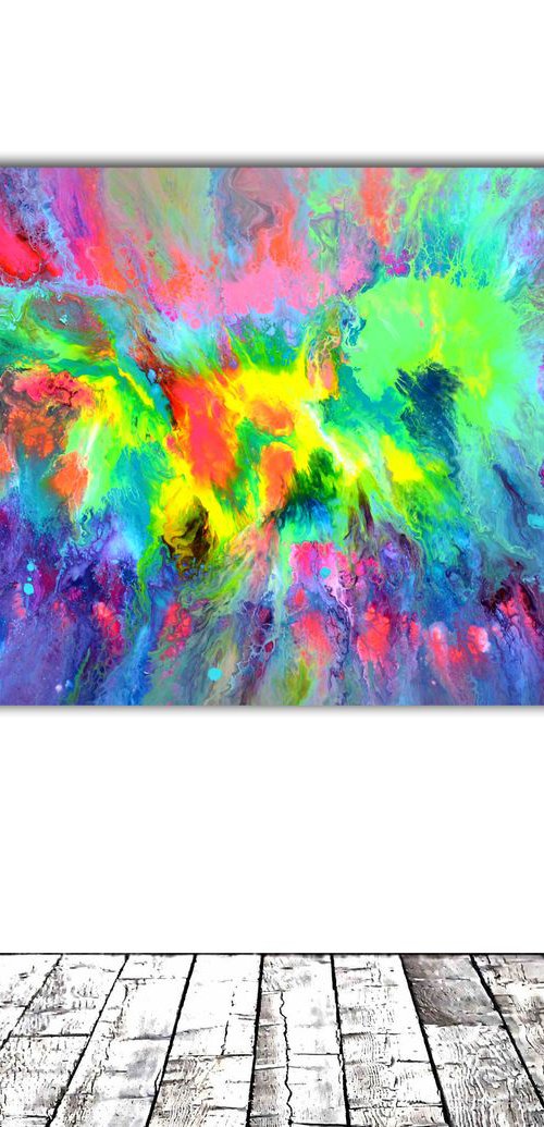 160x80x4 cm Large Ready to Hang Abstract Painting - XXXL Huge Colourful Modern Abstract Big Painting, Large Colorful Painting - Ready to Hang, Hotel and Restaurant Wall Decoration, TITLE: Gaia's Energy by Soos Tiberiu