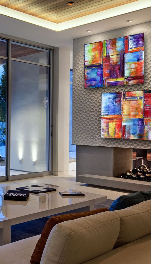 "Triplets" - Save As Series - Original Extra Large PMS Abstract Triptych Oil Paintings On Canvas - 66" x 48" by Preston M. Smith (PMS)