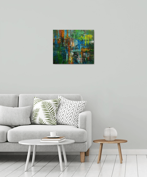 Fairy, Abstract Oil Canvas, Green Tones, Home modern interior art