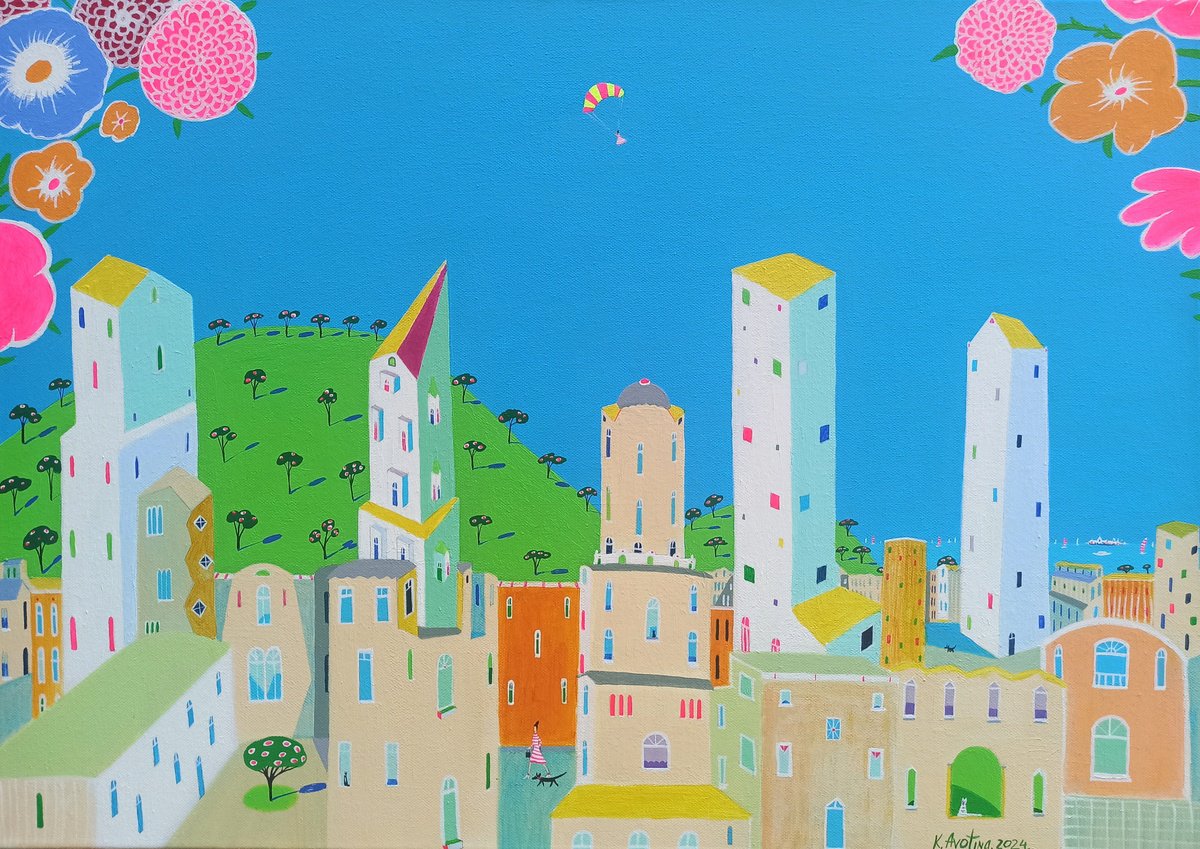 Impressionistic Landscape Acrylic Painting By Katrina Avotina, 28 X 20", Sometimes Things Happen, Original Artwork