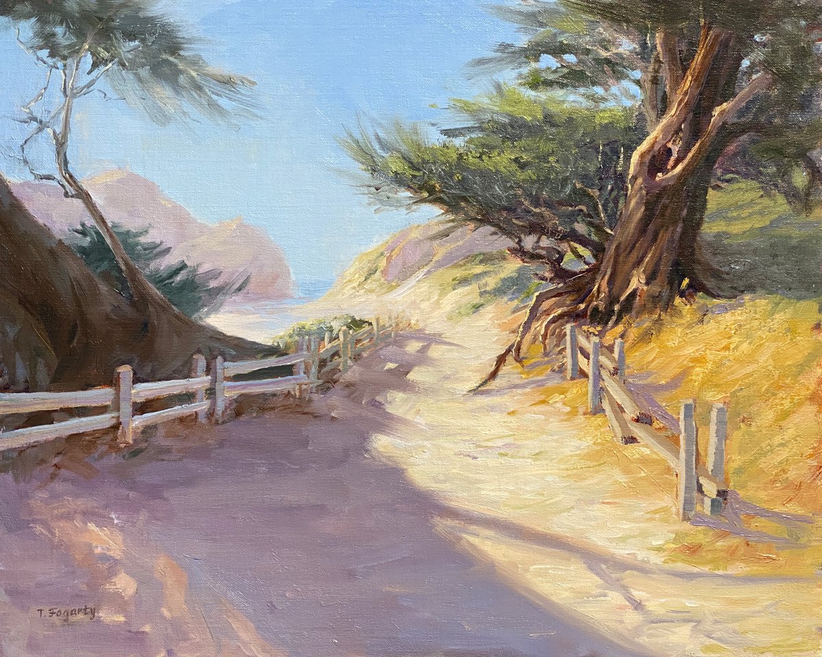 Impressionistic Landscape Oil Painting By Tatyana Fogarty, 20 X 16", Julia Pfeiffer Beach Path, Original Artwork