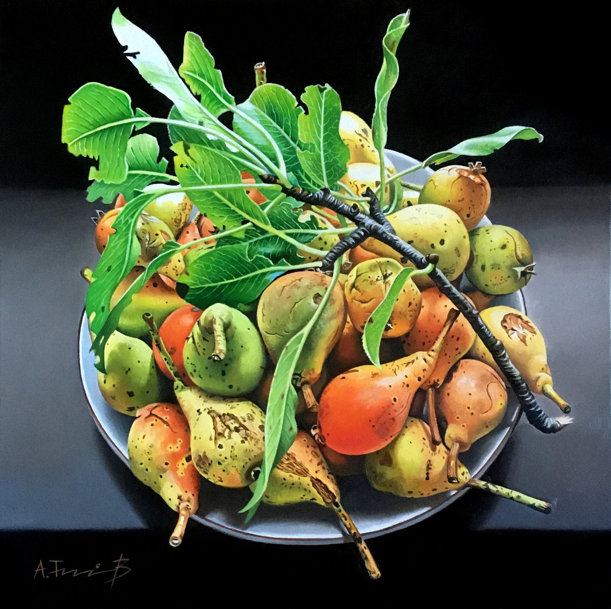 Photorealistic Oil Painting , Pears From The Countryside By Alexander Titorenkov, 16 X 16, Artwork For Sale On Artfinder