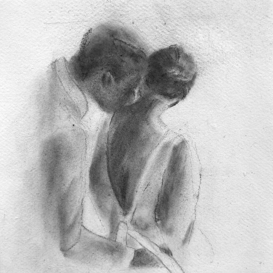 Lovers Art Sketch Black And White Romantic Sketch Couple In Love Drawing  Charcoal Drawing Lovers Drawing handmade AlinaLoukaArt