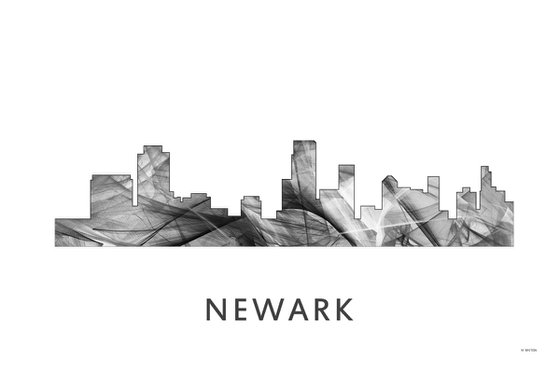 Newark New Jersey Skyline WB BW