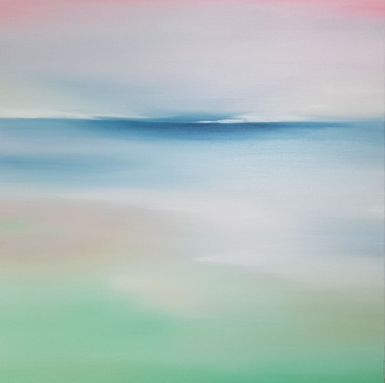 Seascape painting Tender sea, 100×100 cm, original, Free shipping