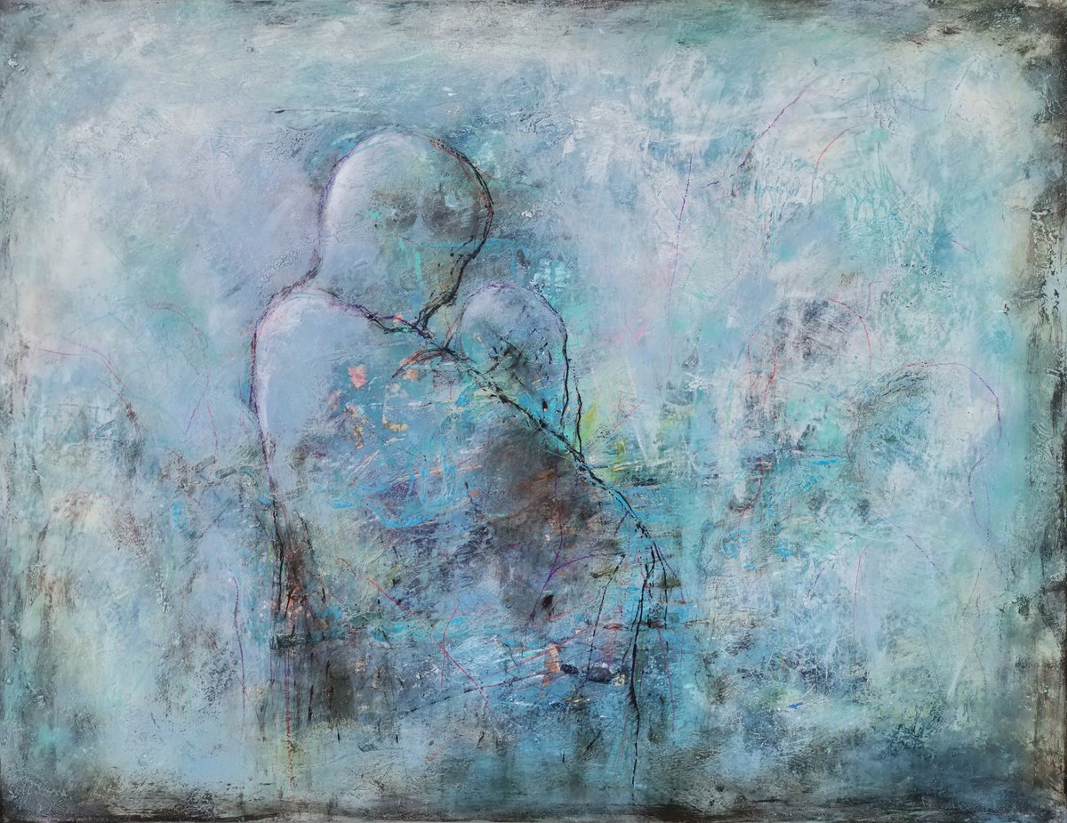 Impressionistic Portrait Painting By Doris Duschelbauer, 46 X 35, Relationships And Feelings I, Original Artwork