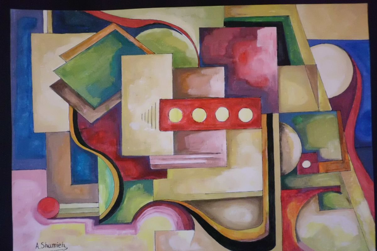 Abstract Painting By Abdelrahman Shamieh, 17 X 12, Square, Original Artwork