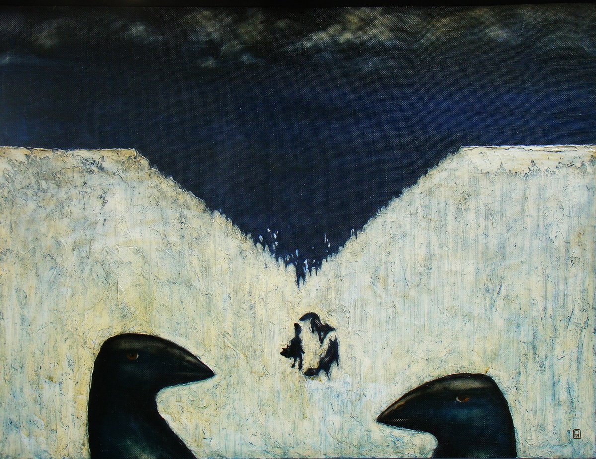 Expressive Animal Oil Painting By Serhiy Roy, 31 X 24", Birds,Beasts,Humen, Original Artwork