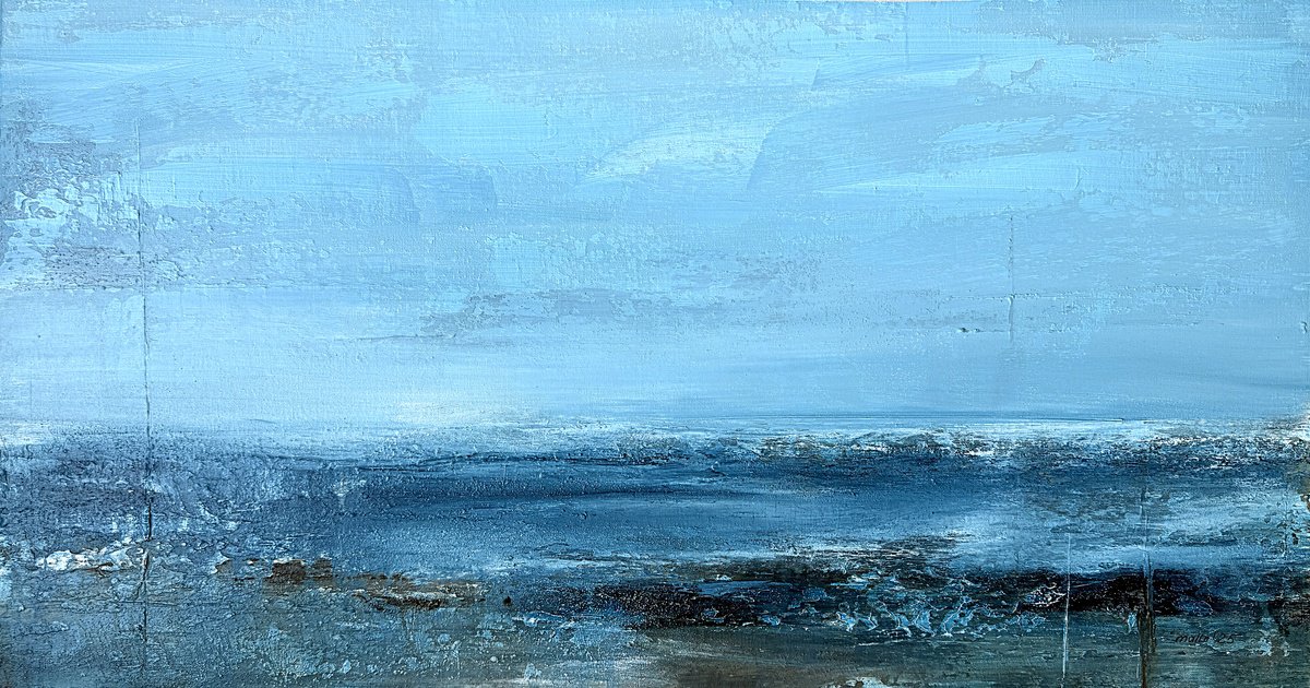 Expressive Landscape Acrylic Painting By Tatiana Malinovscaia, 36 X 20", Whispers Of The Ocean, Original Artwork