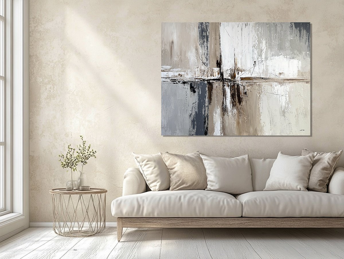 Quiet Structure In Soft Neutrals By Tatiana Malinovscaia, 47 X 35, Artwork For Sale On Artfinder