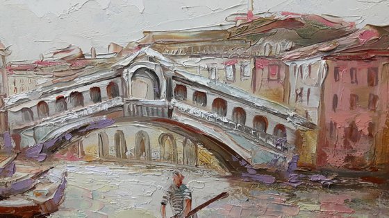 Rialto Bridge with gondolier