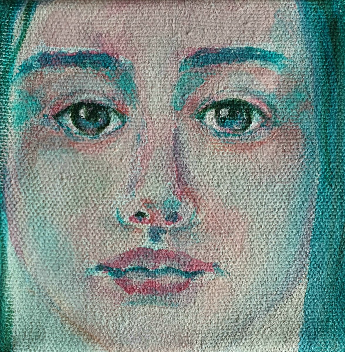 Expressive Portrait Drawing By Ksenia June, 4 X 4", Sisterhood - Anna, Original Artwork