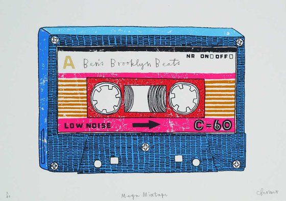 Personalised 'Blue Mega Mixtape' Screenprint