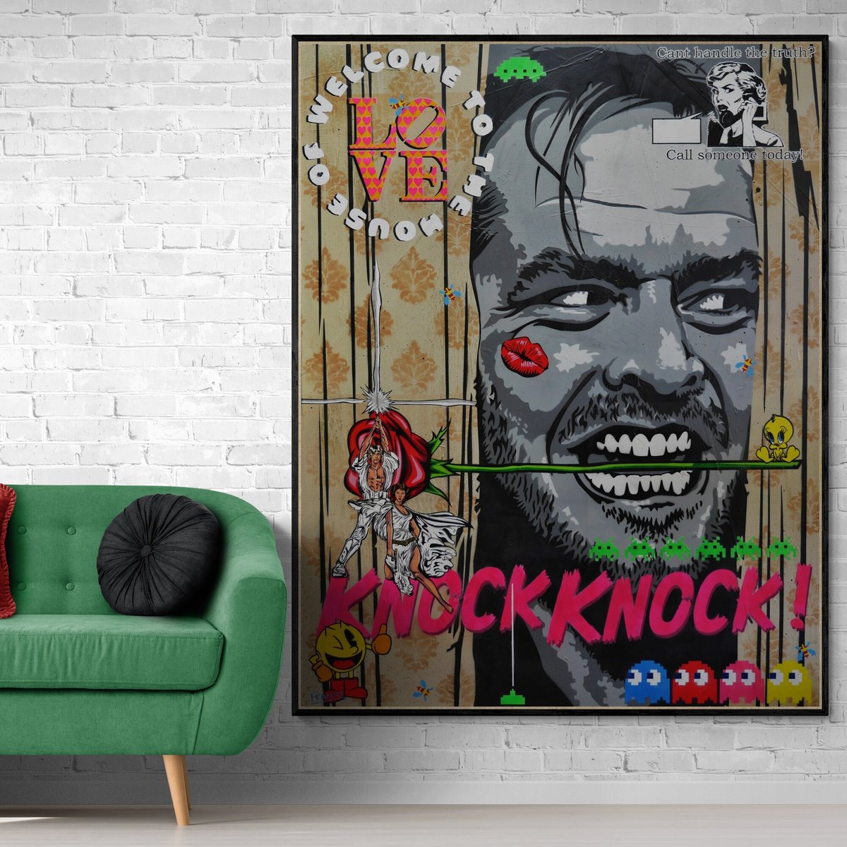 Urban And Pop Portrait Painting By Franko, 55 X 71, Calling Johnny, Original Artwork