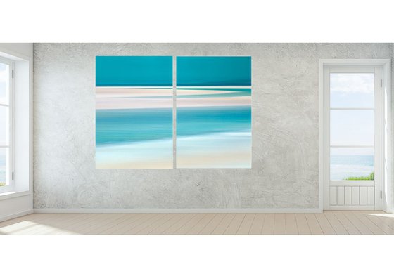 Summer Teal  - Diptych  Extra large teal beach abstract