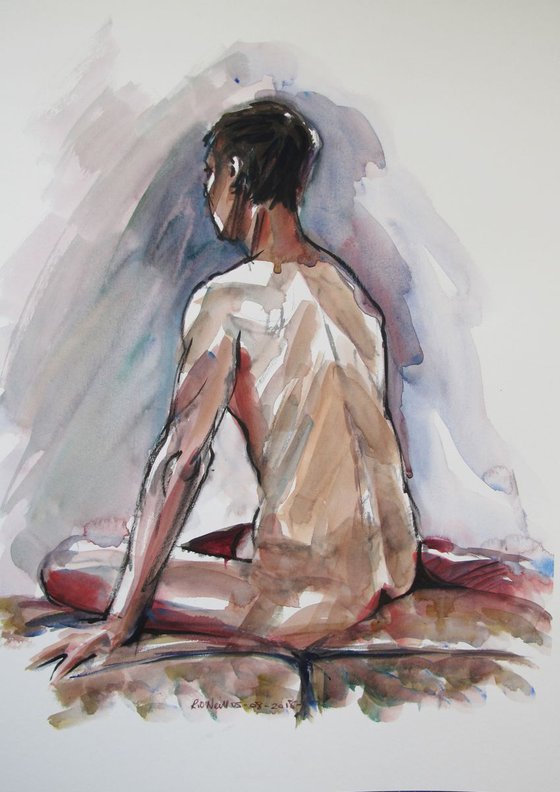 Seated male nude