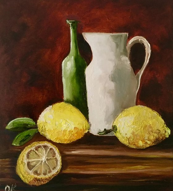 Bottles and lemons.