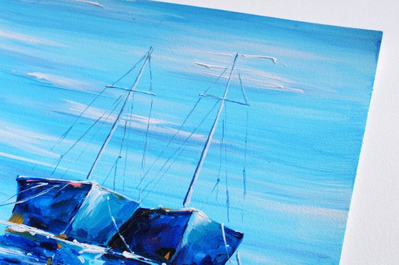 Blue Sailing Boats