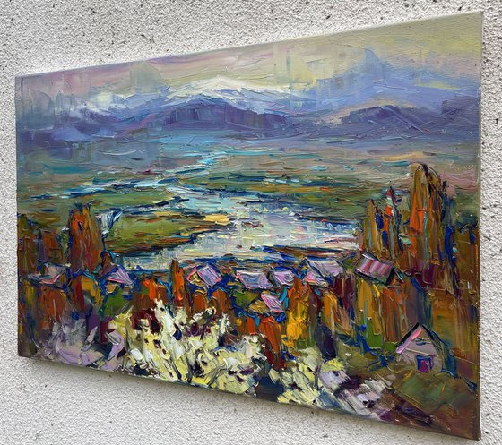 "Sunset by the river"