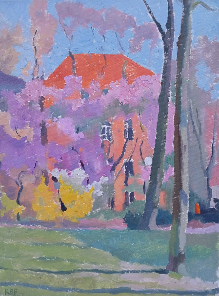 Impressionistic Cityscapes Oil Painting By Vasyl Koval, 12 X 16", April In Berlin, Original Artwork