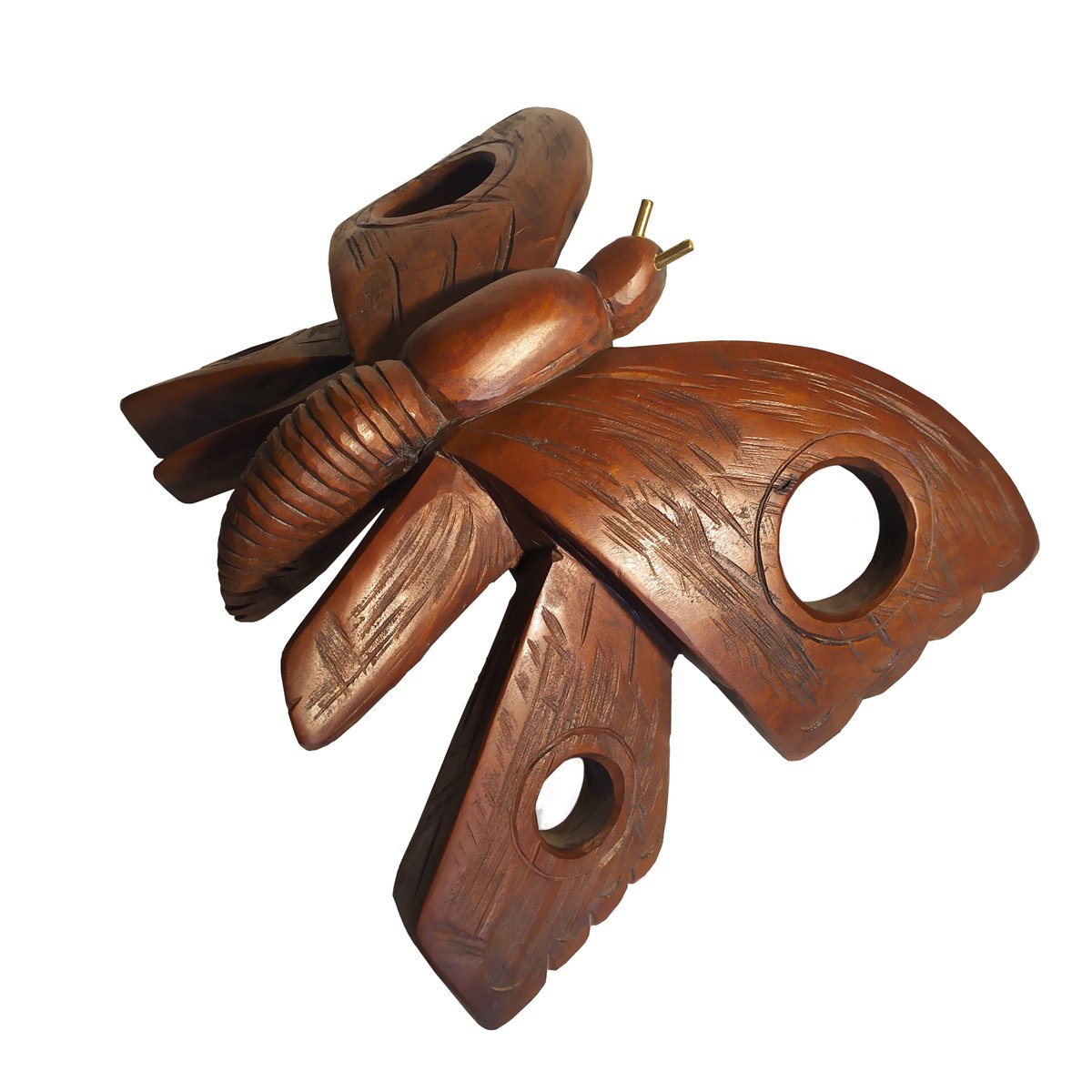 Photorealistic Animal Wood Sculpture By George Troyanov, 15 X 7, Night Butterfly, Original Artwork