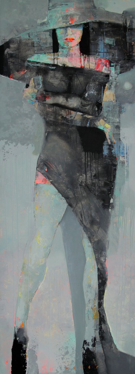Expressive Oil Painting , Strong Girls By Victor Sheleg, 28 X 79, Artwork For Sale On Artfinder