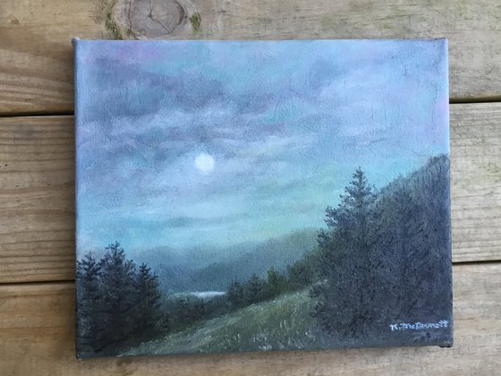 SOFT MOUNTAIN NIGHT - oil 10X12 inch canvas (SOLD)