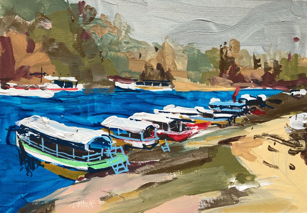 Boats on Virpazar-2 by OLGA BELOBORODOVA