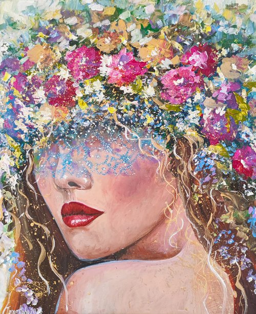 Faceless portrait with flowers by Tatajana Obuhova