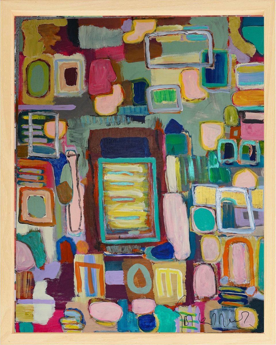 Geometric Abstract Acrylic Painting By Geert Lemmers Fpa, 33 X 41, A New Archeology 376, Original Artwork