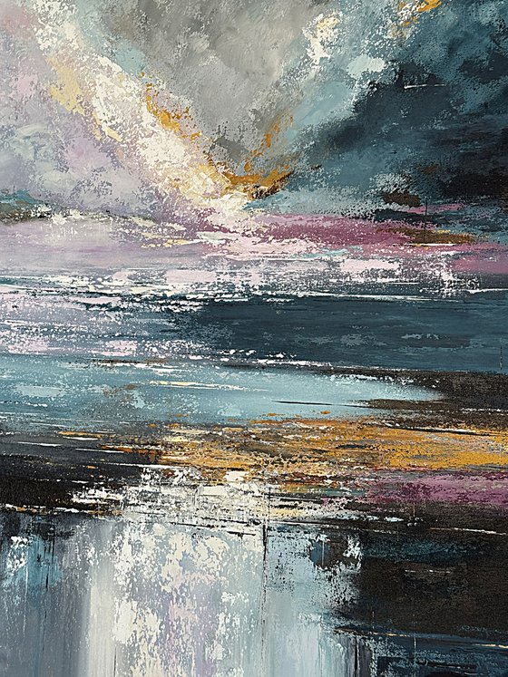 Where Silver Sky Meets Violet Water