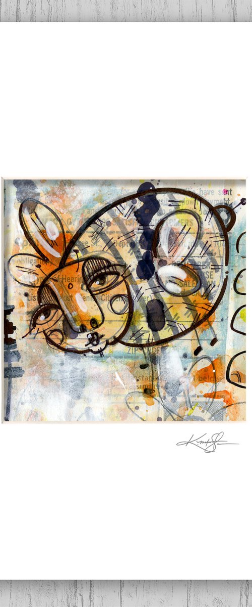 Funky Little Bug 1 -  Mixed Media Painting in mat by Kathy Morton Stanion by Kathy Morton Stanion