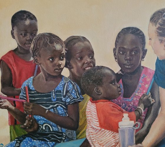 Pencils, Children, Original Oil Painting, Contemporary