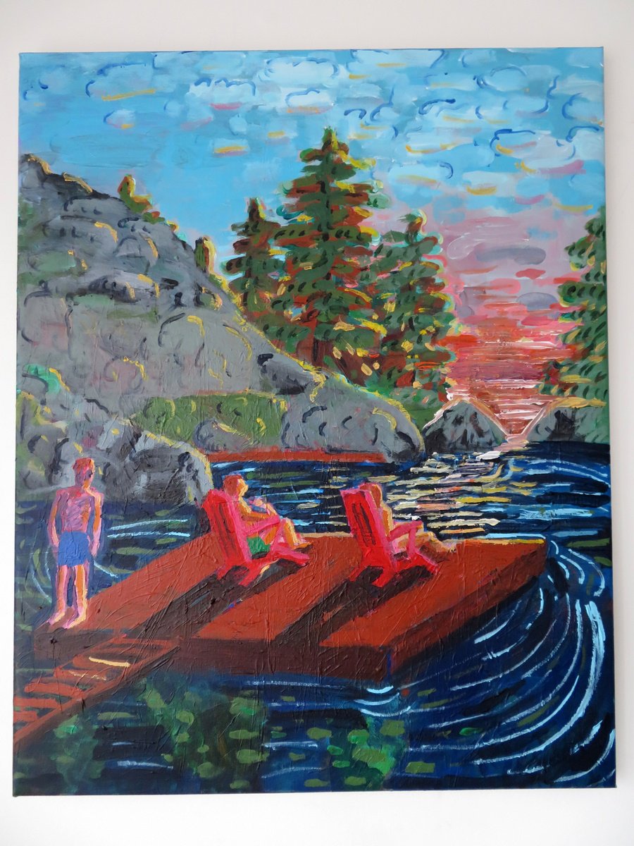 Impressionistic Painting , Lake Sunset By Stephen Abela, 24 X 30, Artwork For Sale On Artfinder