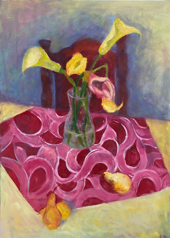 Still life with calla lilies