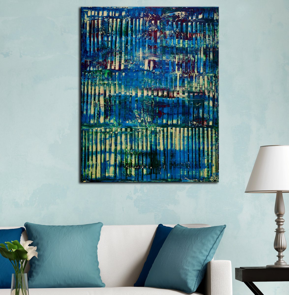 Azure Panorama (Golden Lights) By Nestor Toro, 22 X 28, Artwork For Sale On Artfinder