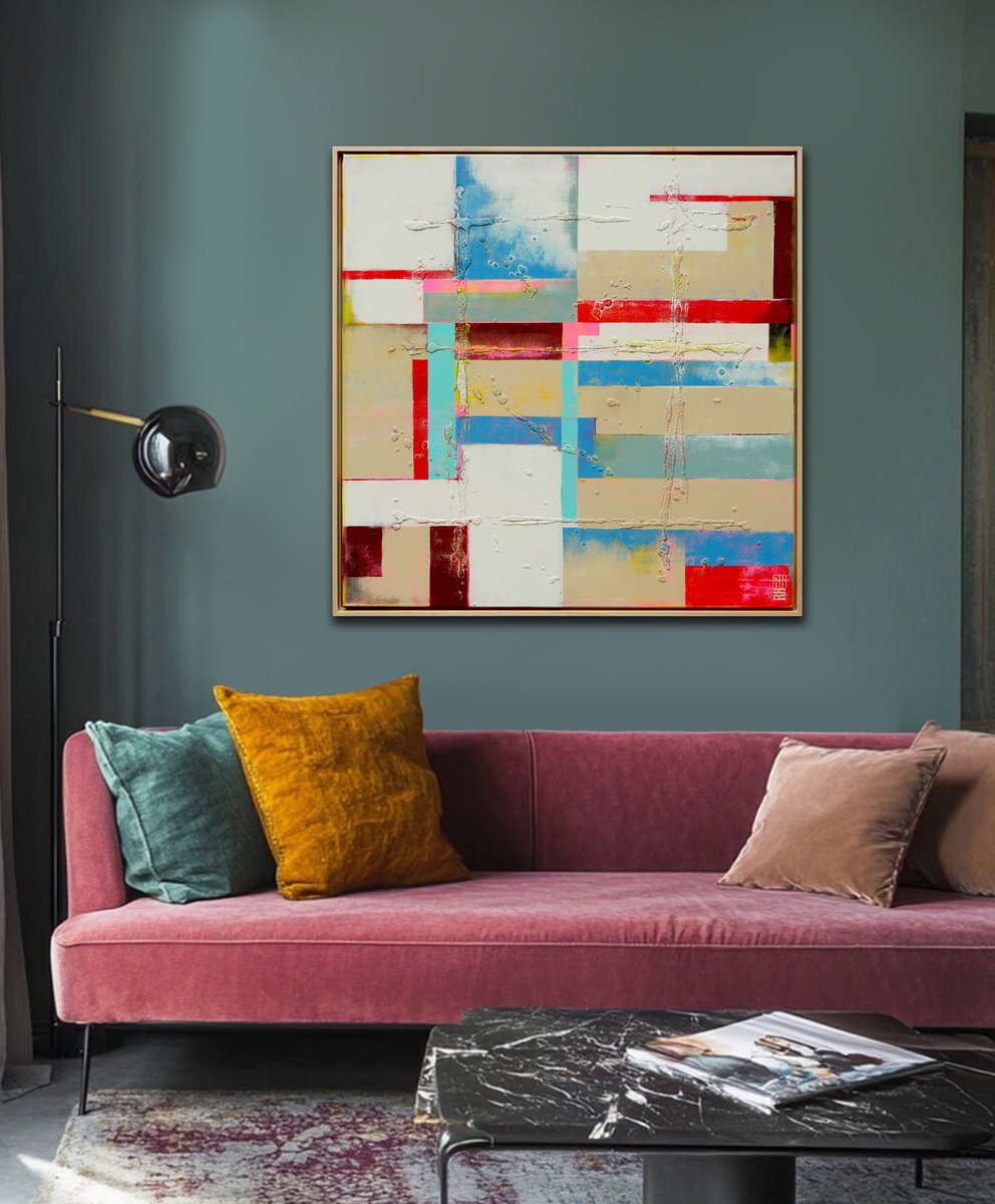 Untitled Red & Sand By Ronald Hunter, 37 X 37, Artwork For Sale On Artfinder