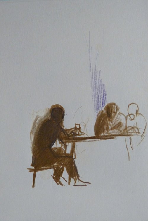 The Cafe Scene 1, 21x15 cm by Frederic Belaubre