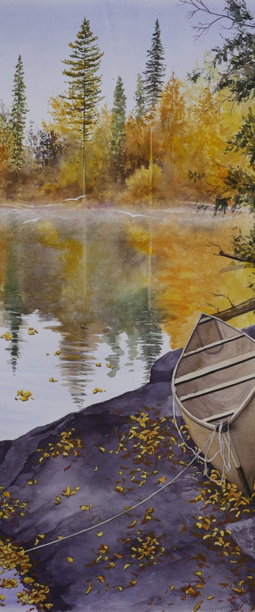 "Autumn on the lake" Watercolor on paper 70x50 by Eugene Gorbachenko