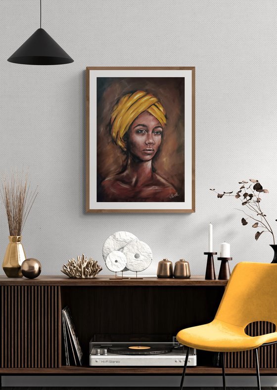 African Beauty III - original oil on canvas portrait painting